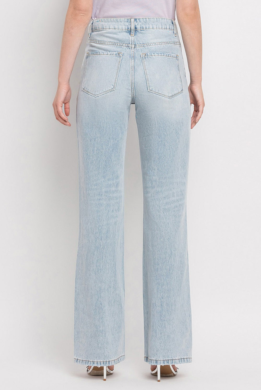 Flying Monkey high rise flare jeans with a vintage 90s look.