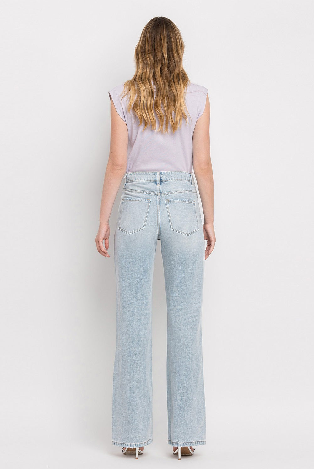 Flying Monkey high rise flare jeans with a vintage 90s look.