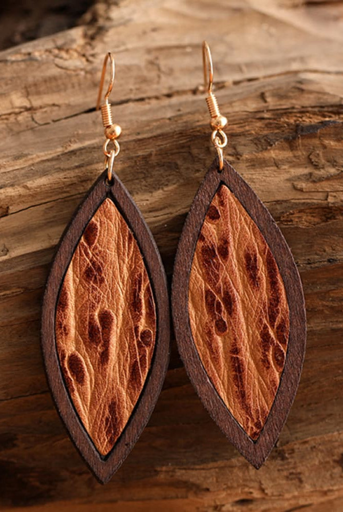 Geometrical Shape Wooden Dangle Earrings - GemThreads Boutique Geometrical Shape Wooden Dangle Earrings