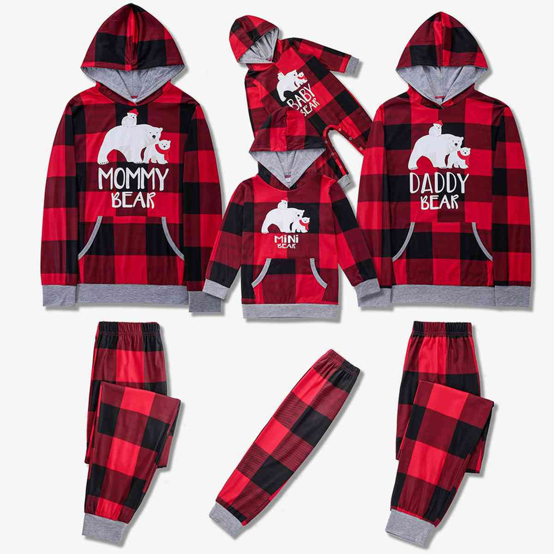MOMMY BEAR Graphic Hoodie and Plaid Pants Set - GemThreads Boutique