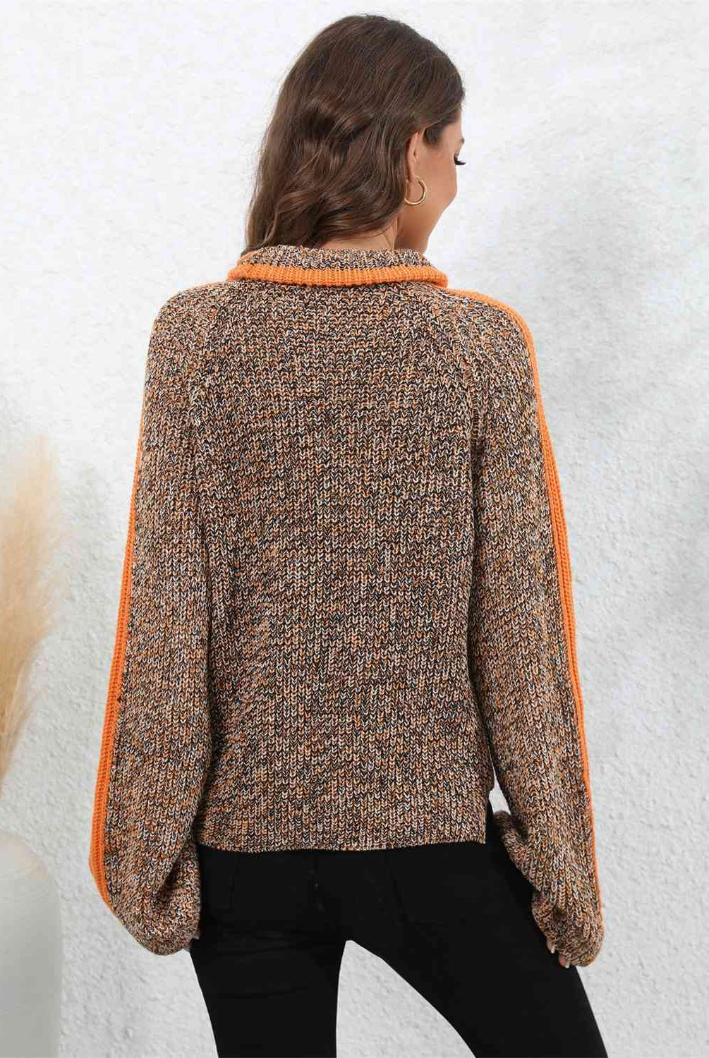 Heathered Turtleneck Long Sleeve Sweater - GemThreads Boutique Heathered Turtleneck Long Sleeve Sweater