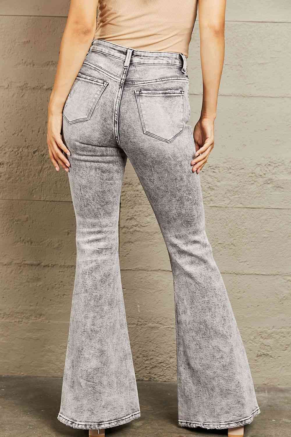 BAYEAS High Waisted Acid Wash Flare Jeans - GemThreads Boutique