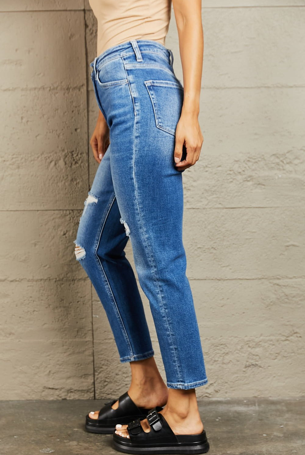 BAYEAS High Waisted Cropped Dad Jeans - GemThreads Boutique