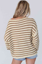 Boat Neck Long Sleeve Striped Sweater - GemThreads Boutique