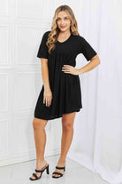 BOMBOM Another Day Swiss Dot Casual Dress in Black - GemThreads Boutique