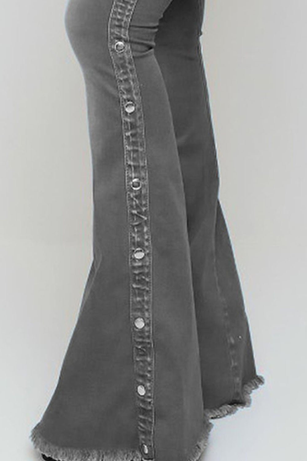 Button Detail Flare Jeans - GemThreads Boutique