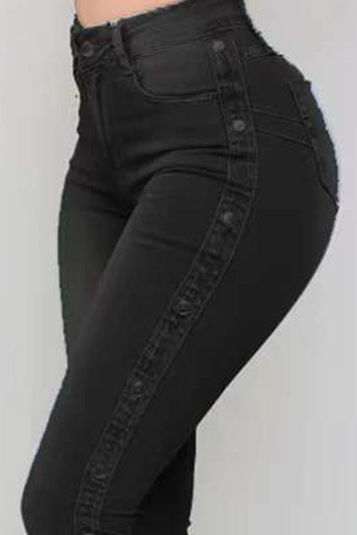 Button Detail Flare Jeans - GemThreads Boutique