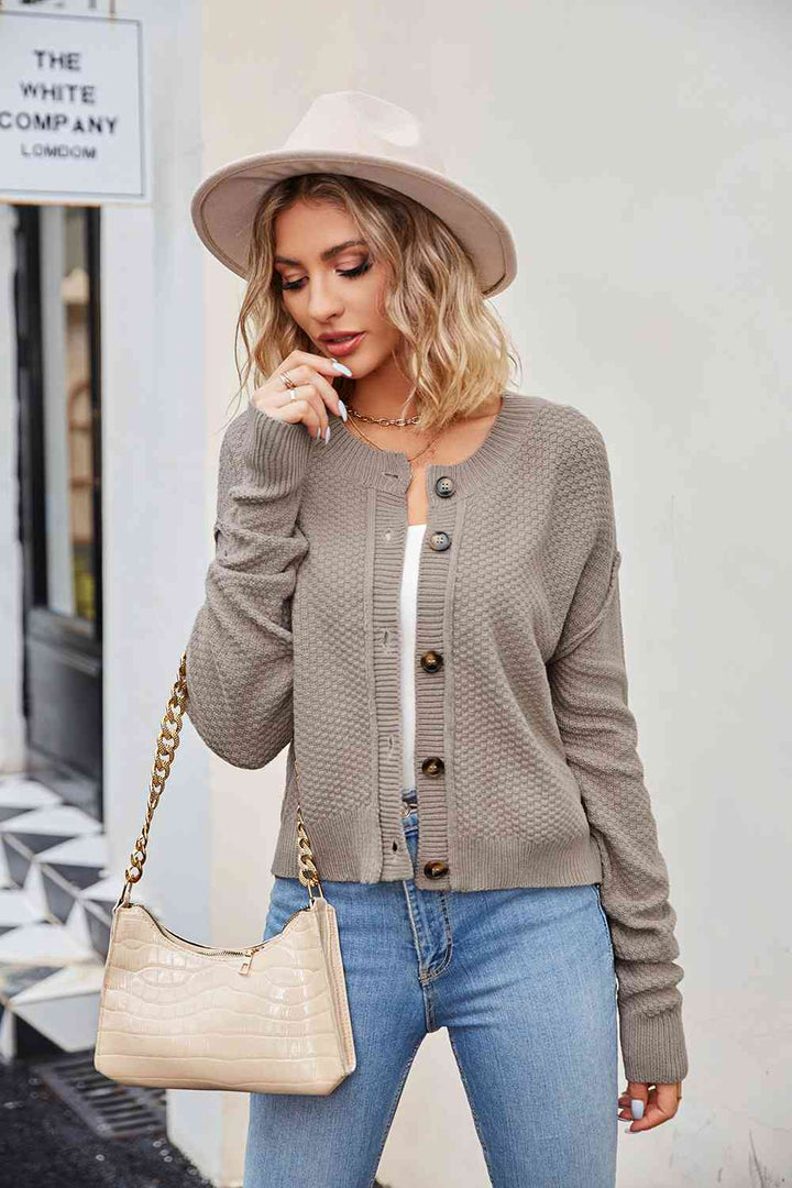 Button Down Exposed Seam Cardigan - GemThreads Boutique