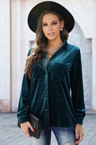 Button Up Collared Neck Long Sleeve Shirt - GemThreads Boutique