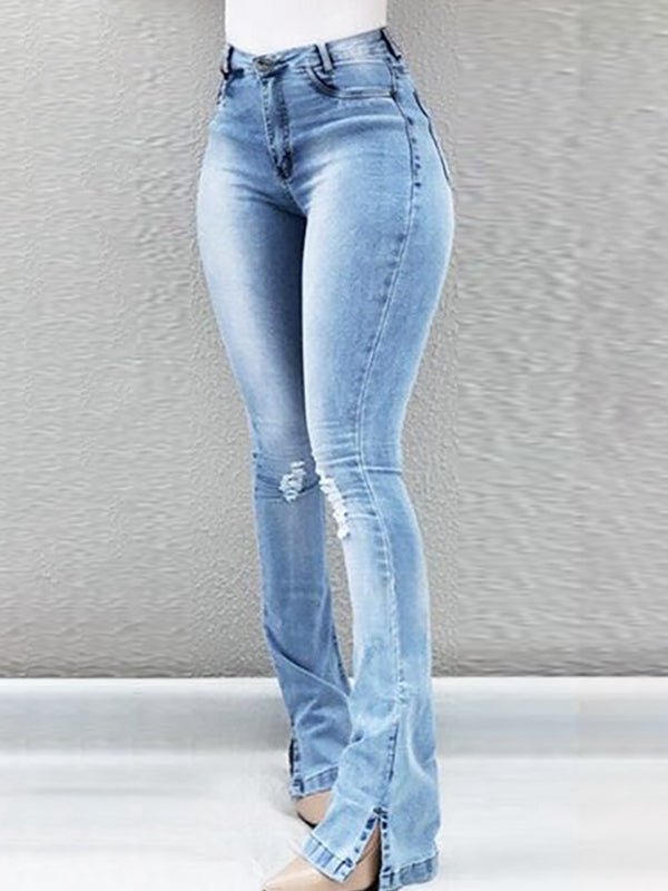 Buttoned Slit Jeans - GemThreads Boutique