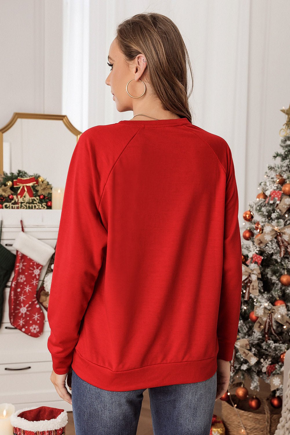 Christmas Tree Round Neck Sweatshirt - GemThreads Boutique