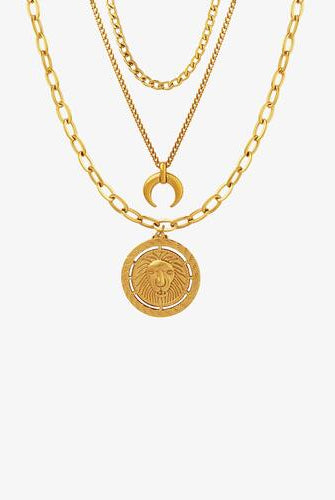 Coin Pendant Triple-Layered Chain Necklace - GemThreads Boutique