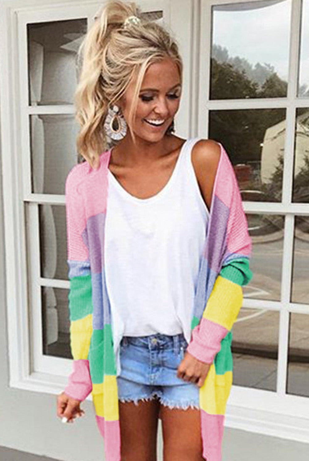Color Block Long Sleeve Cardigan - GemThreads Boutique