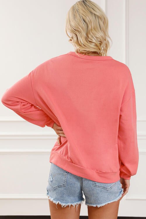 Color Block Round Neck Sweatshirt with Pocket - GemThreads Boutique