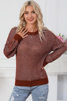 Contrast Round Neck Fashionable Long Sleeve Top Sweater - GemThreads Boutique