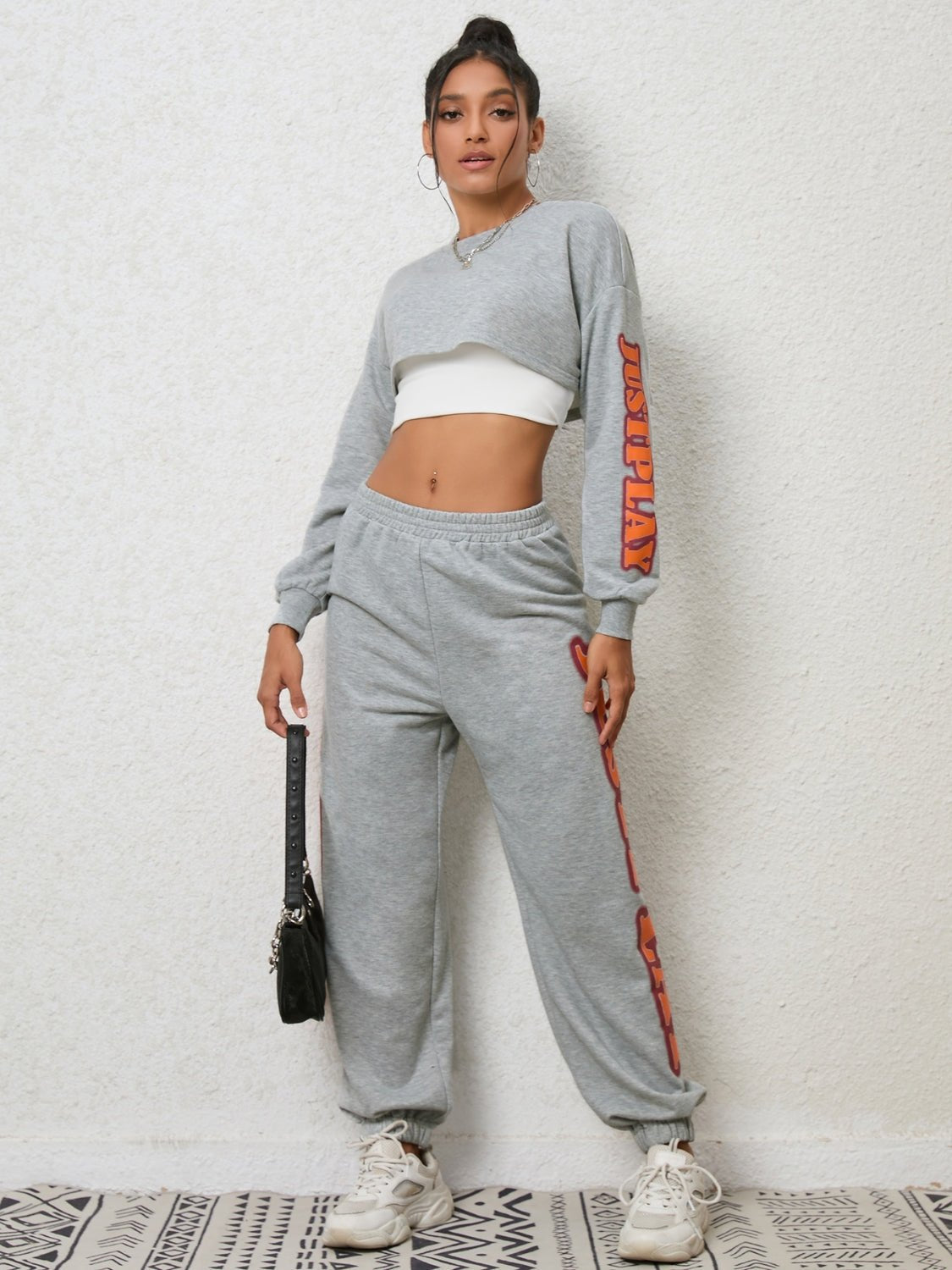 Cropped Sweatshirt and Sweatpants Set - GemThreads Boutique