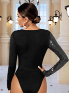 Deep V Long Sleeve Bodysuit - GemThreads Boutique