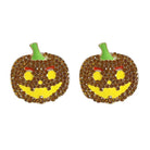 Demon Pumpkin Rhinestone Alloy Earrings - GemThreads Boutique