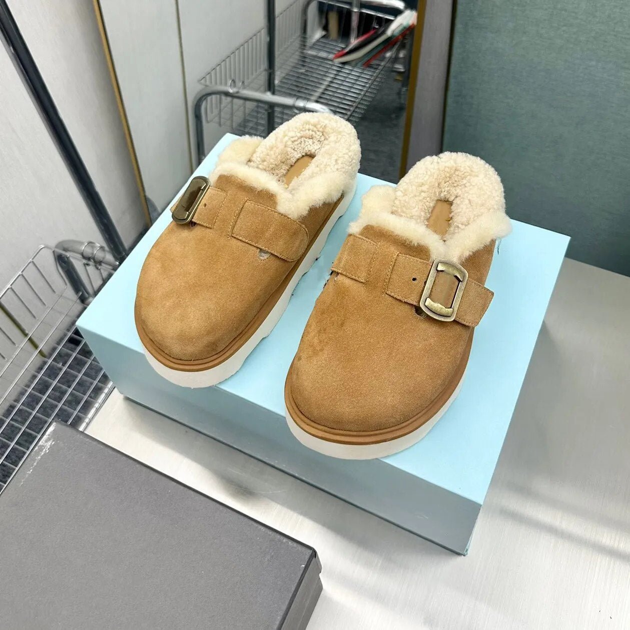 Designer Sheep Slipper Crocs: Luxury Autumn-Winter Women's Shoes 2023 - GemThreads Boutique