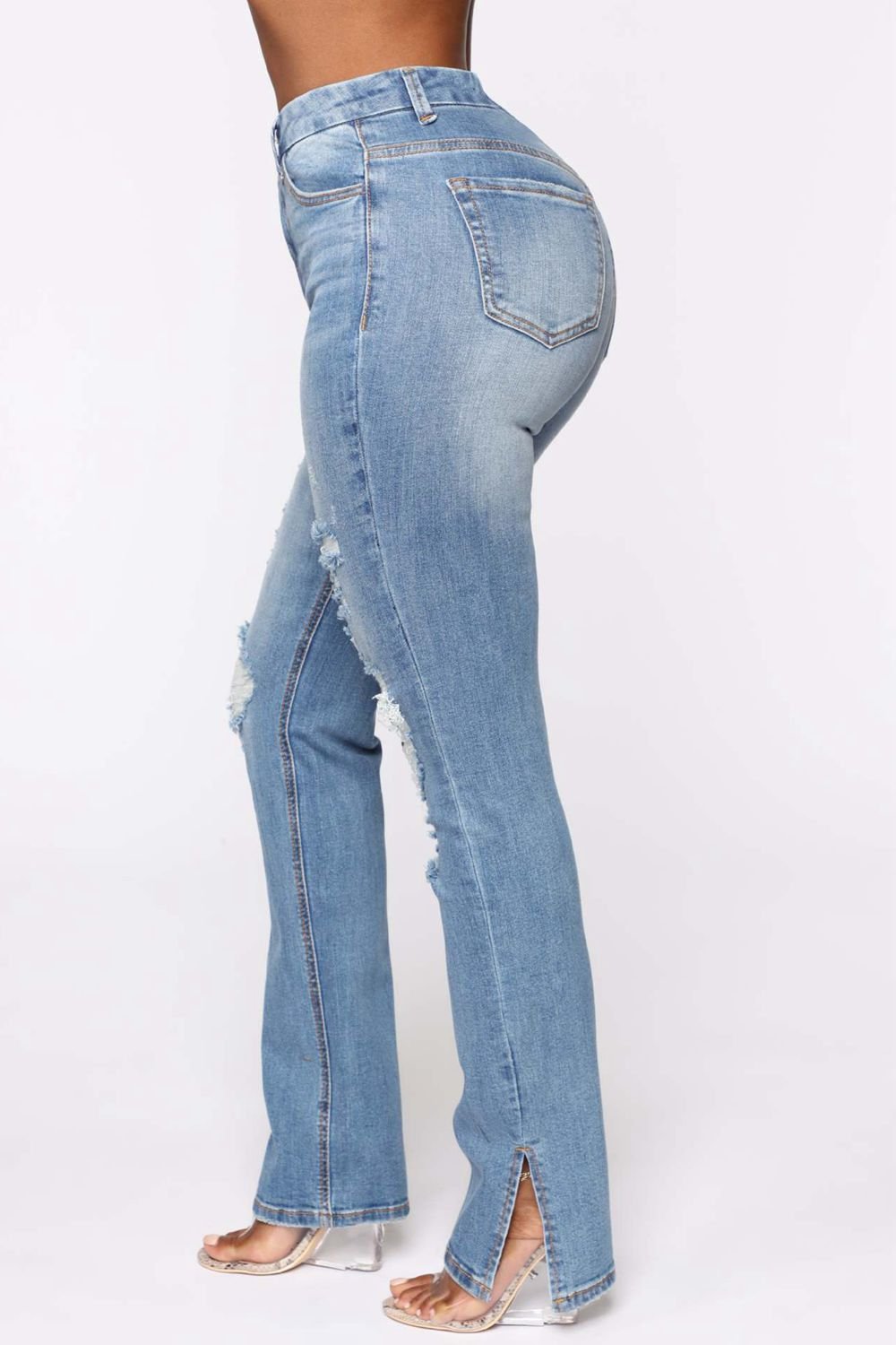 Distressed Slit Jeans - GemThreads Boutique