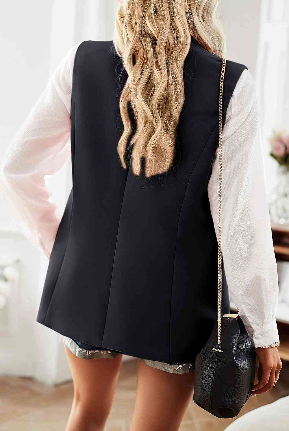 Double-Breasted Sleeveless Blazer - GemThreads Boutique