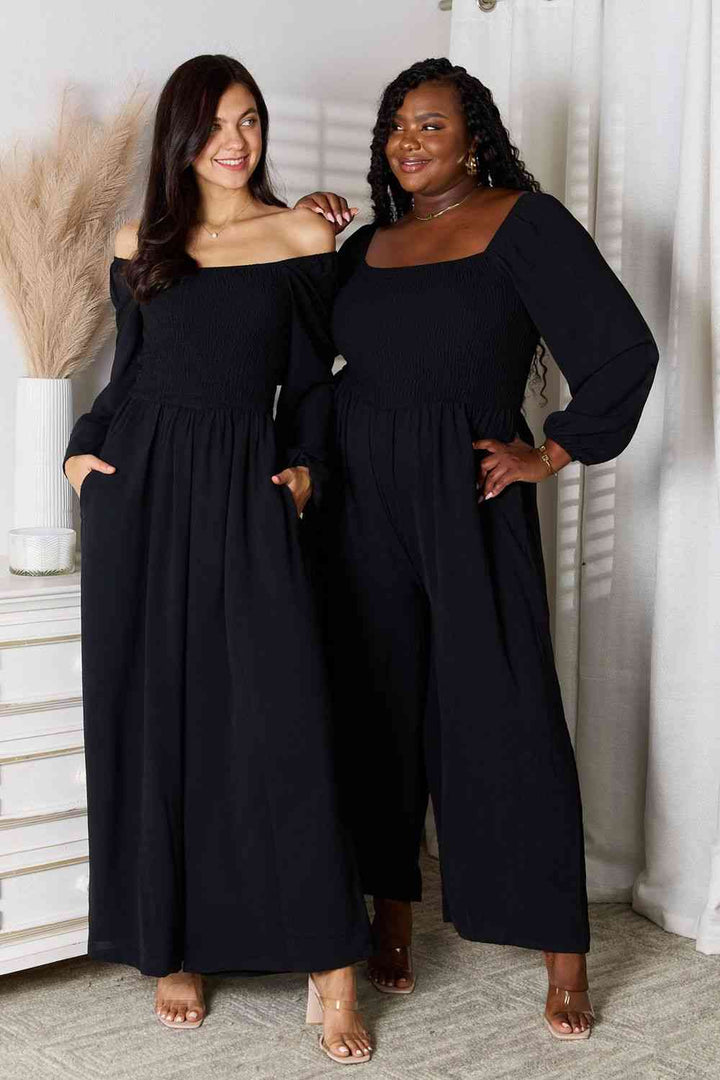 Double Take Square Neck Jumpsuit with Pockets - GemThreads Boutique