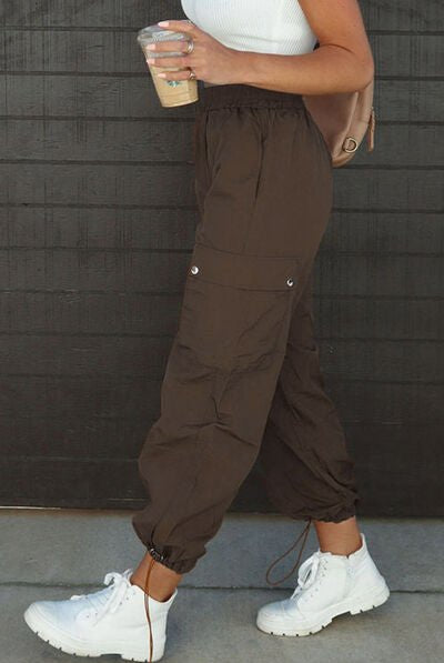 Drawstring Elastic Waist Pants with Pockets - GemThreads Boutique