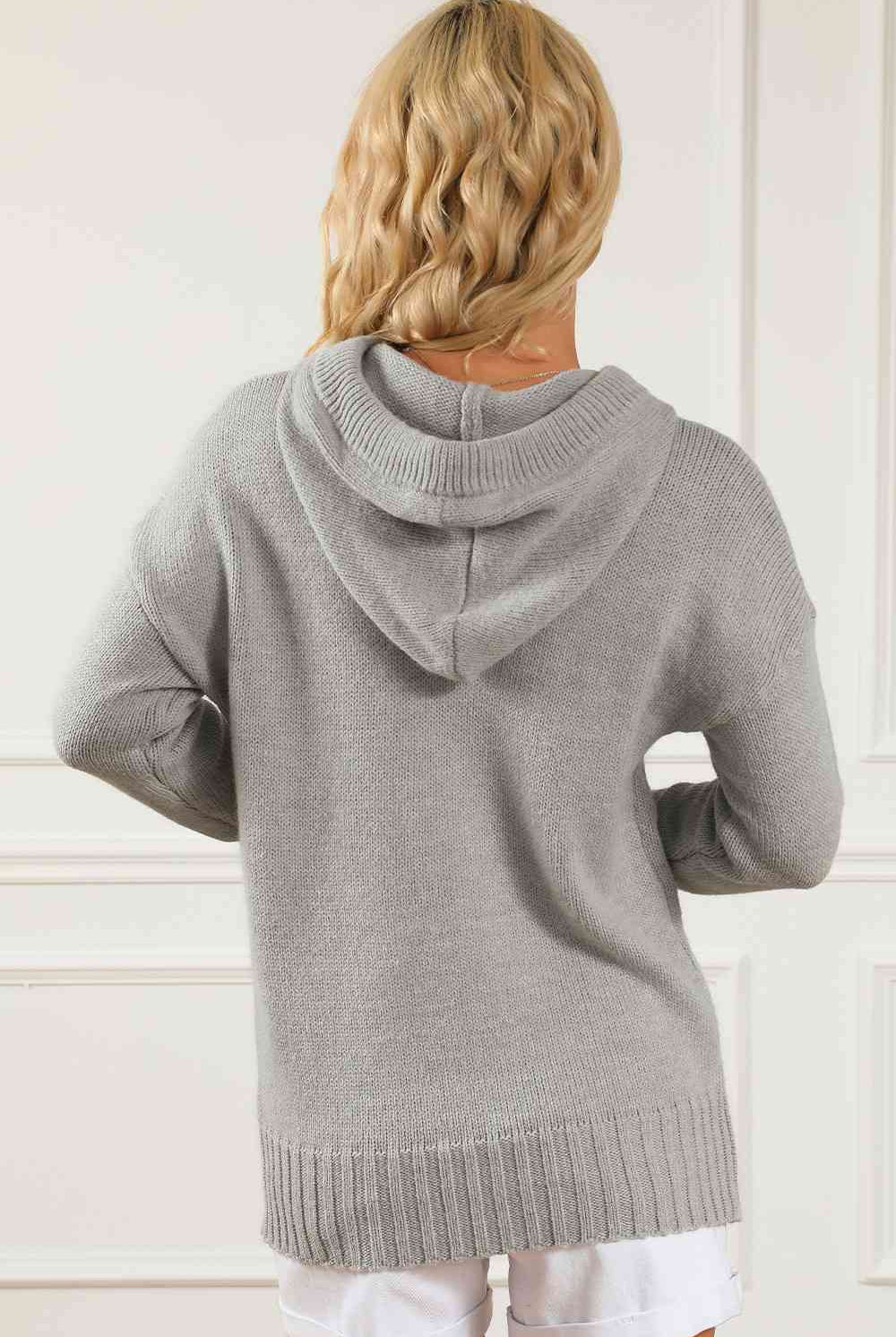 Drawstring Hooded Sweater with Pocket - GemThreads Boutique