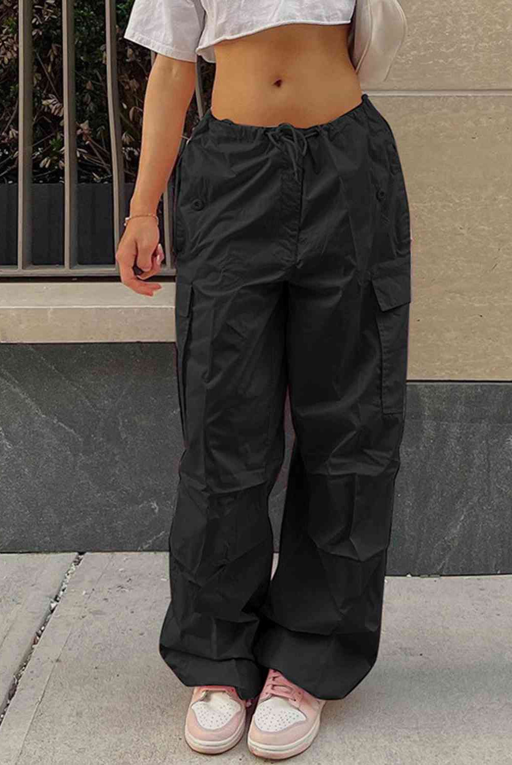 Drawstring Waist Pants with Pockets - GemThreads Boutique
