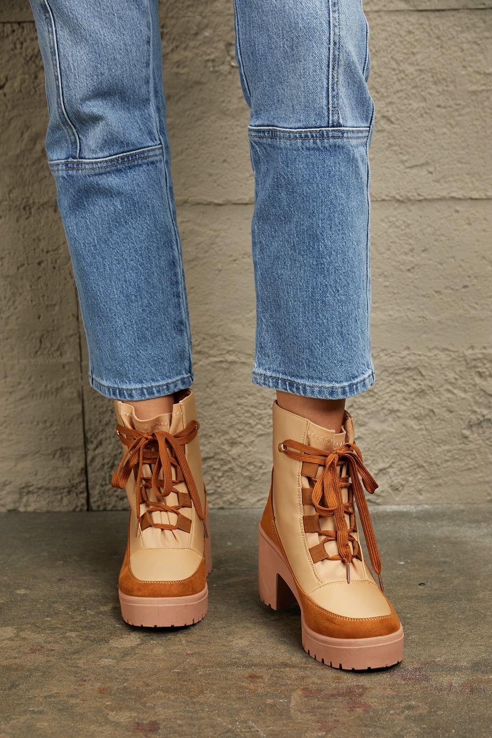 East Lion Corp Lace Up Lug Booties - GemThreads Boutique