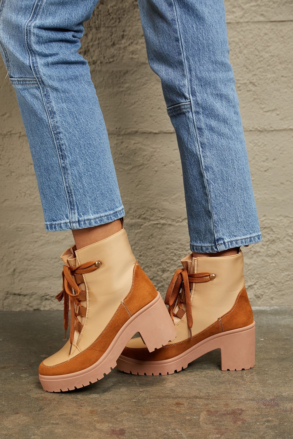 East Lion Corp Lace Up Lug Booties - GemThreads Boutique