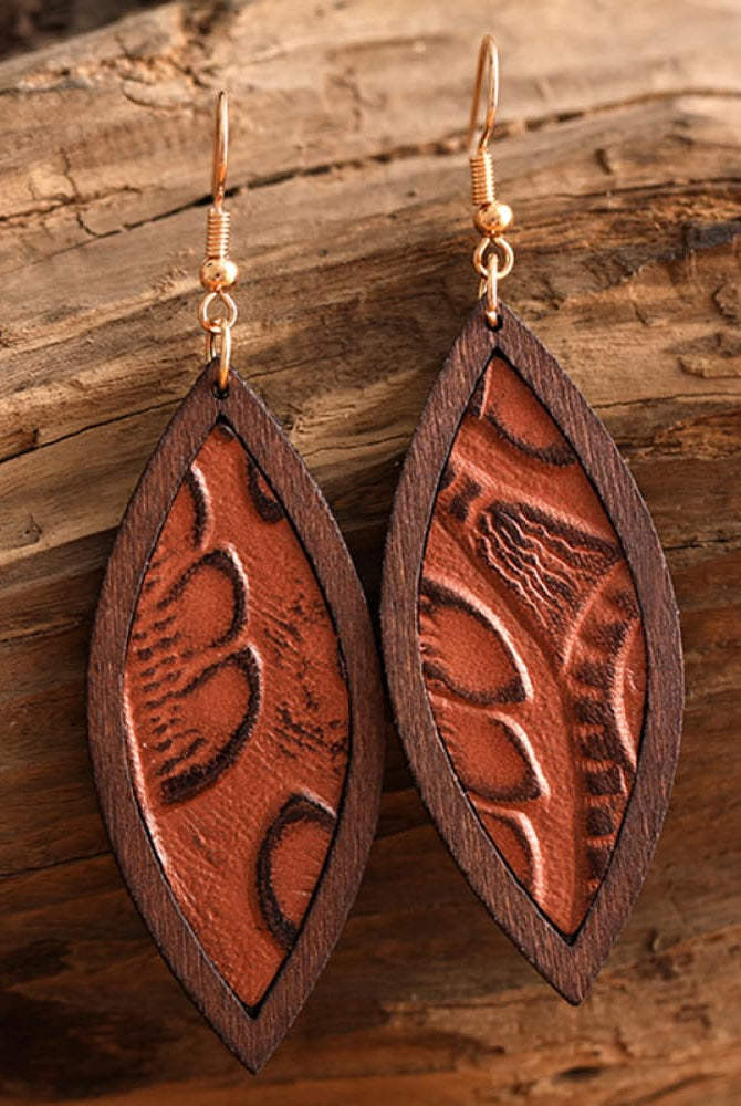 Geometrical Shape Wooden Dangle Earrings - GemThreads Boutique Geometrical Shape Wooden Dangle Earrings