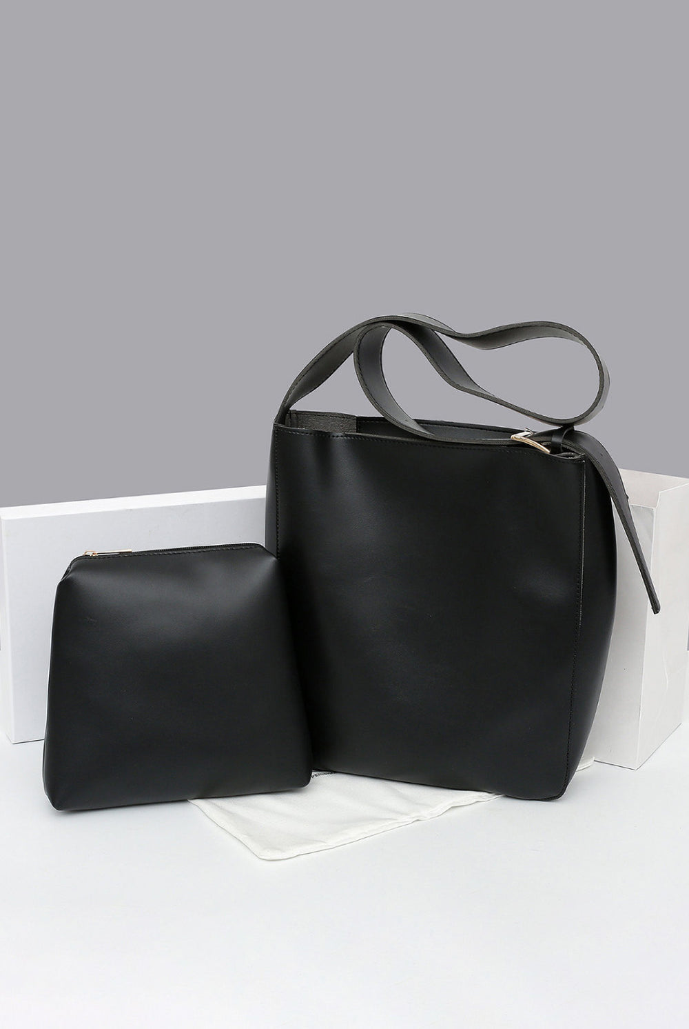 Adored 2-Piece PU Leather Tote Bag Set - GemThreads Boutique Adored 2-Piece PU Leather Tote Bag Set