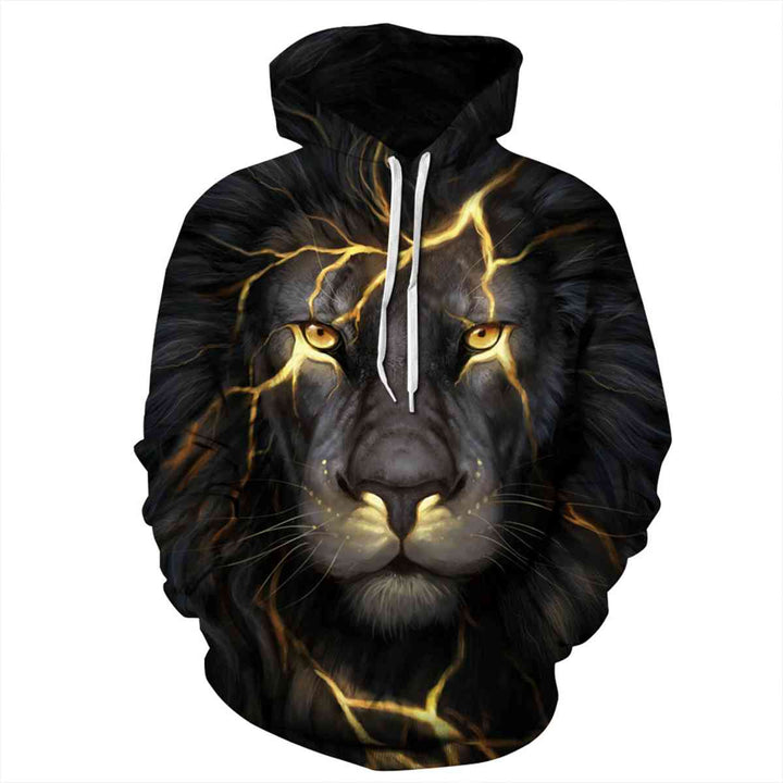 Full Size Animal Print Drawstring Hoodie with Pockets - GemThreads Boutique