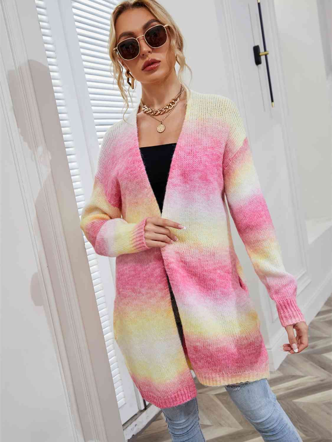 Full Size Gradient Open Front Cardigan - GemThreads Boutique