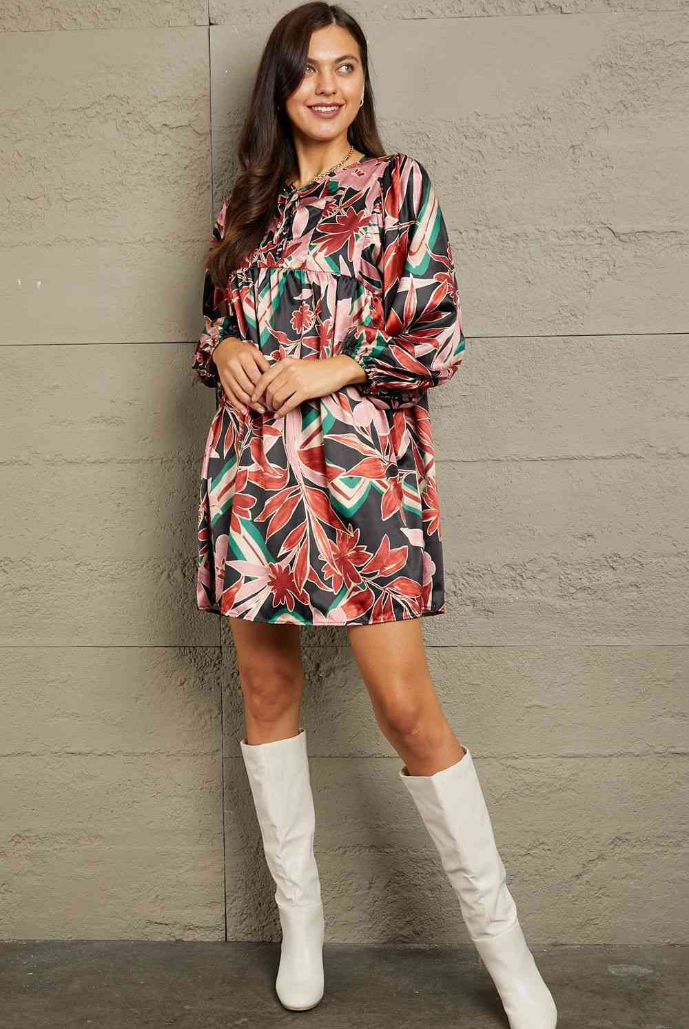 GeeGee Full Size Satin Baby Doll Dress - GemThreads Boutique