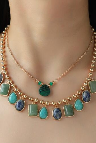 Geometric Alloy Double-Layered Necklace - GemThreads Boutique