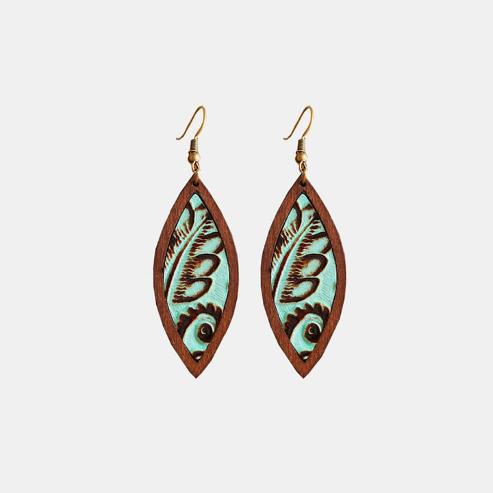 Geometrical Shape Wooden Dangle Earrings - GemThreads Boutique