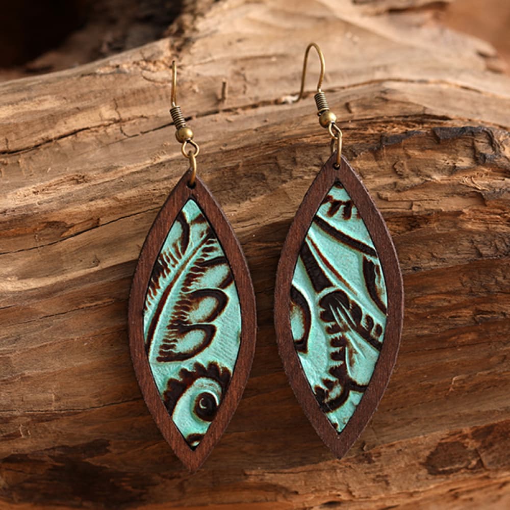 Geometrical Shape Wooden Dangle Earrings - GemThreads Boutique