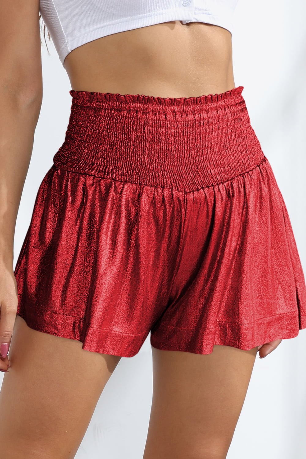 Glitter Smocked High-Waist Shorts - GemThreads Boutique