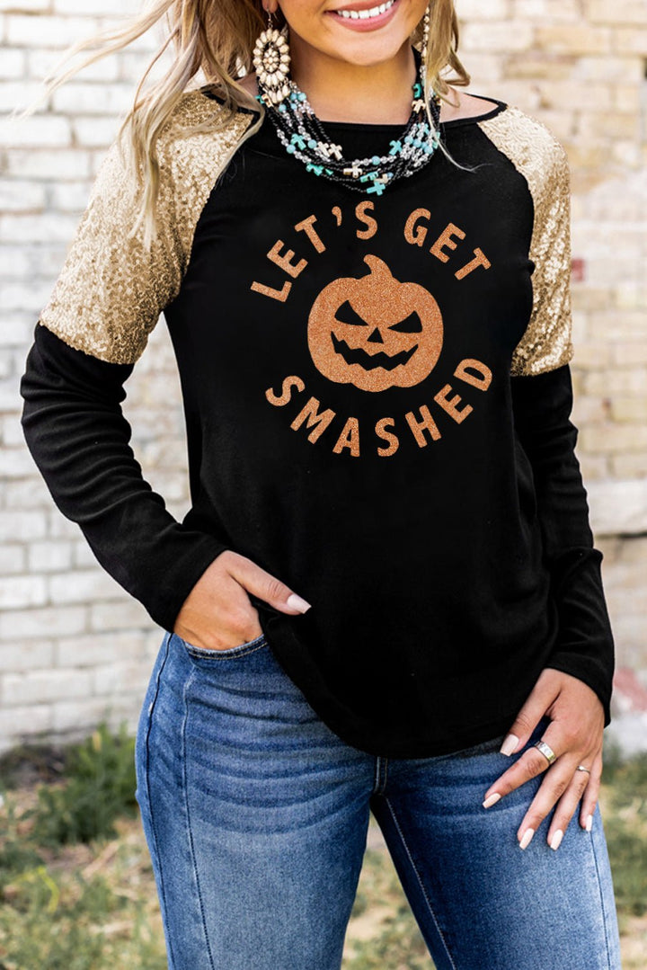 Graphic Sequin Long Sleeve Top - GemThreads Boutique