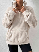 Half Zip Drop Shoulder Sweatshirt with Pocket - GemThreads Boutique