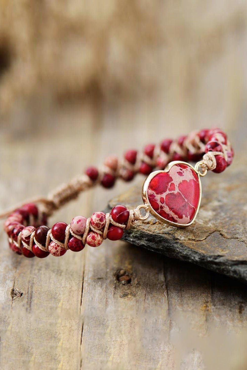 Handmade Heart Shape Natural Stone Bracelet - GemThreads Boutique