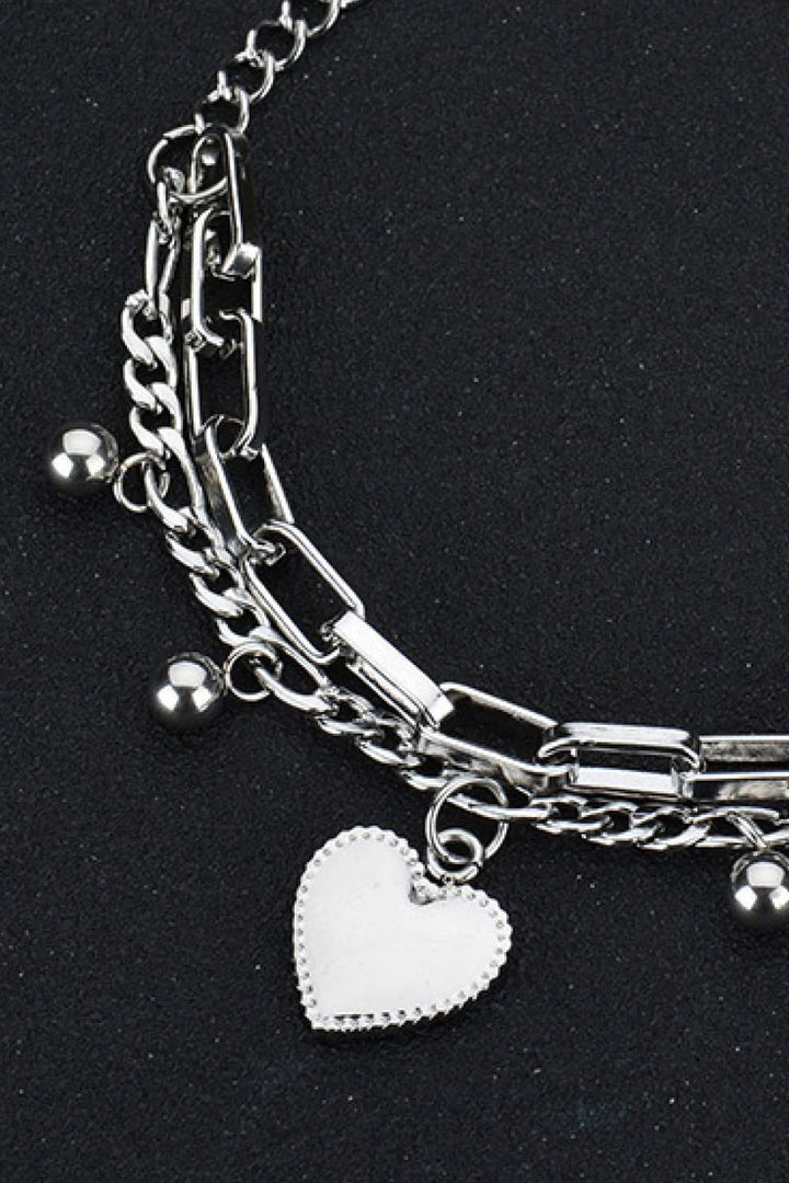 Heart Charm Stainless Steel Bracelet - GemThreads Boutique