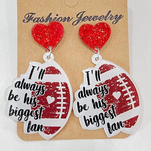 Heart Shape Sports Theme Acrylic Dangle Earrings - GemThreads Boutique