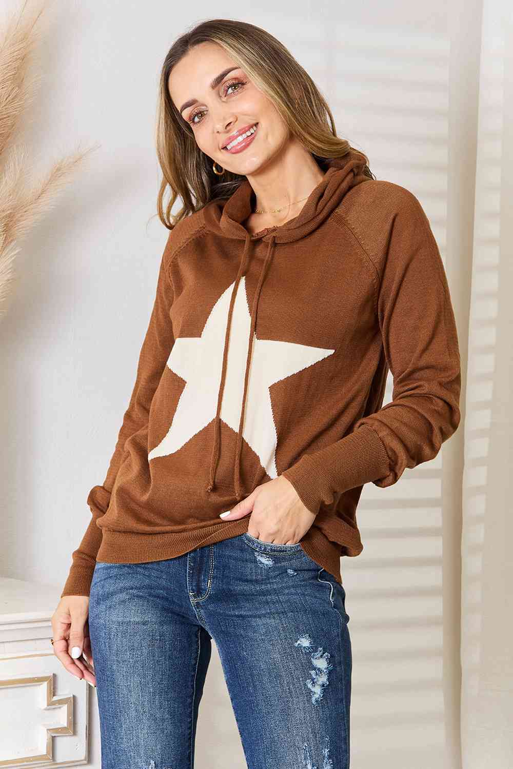 Heimish Full Size Star Graphic Hooded Sweater - GemThreads Boutique