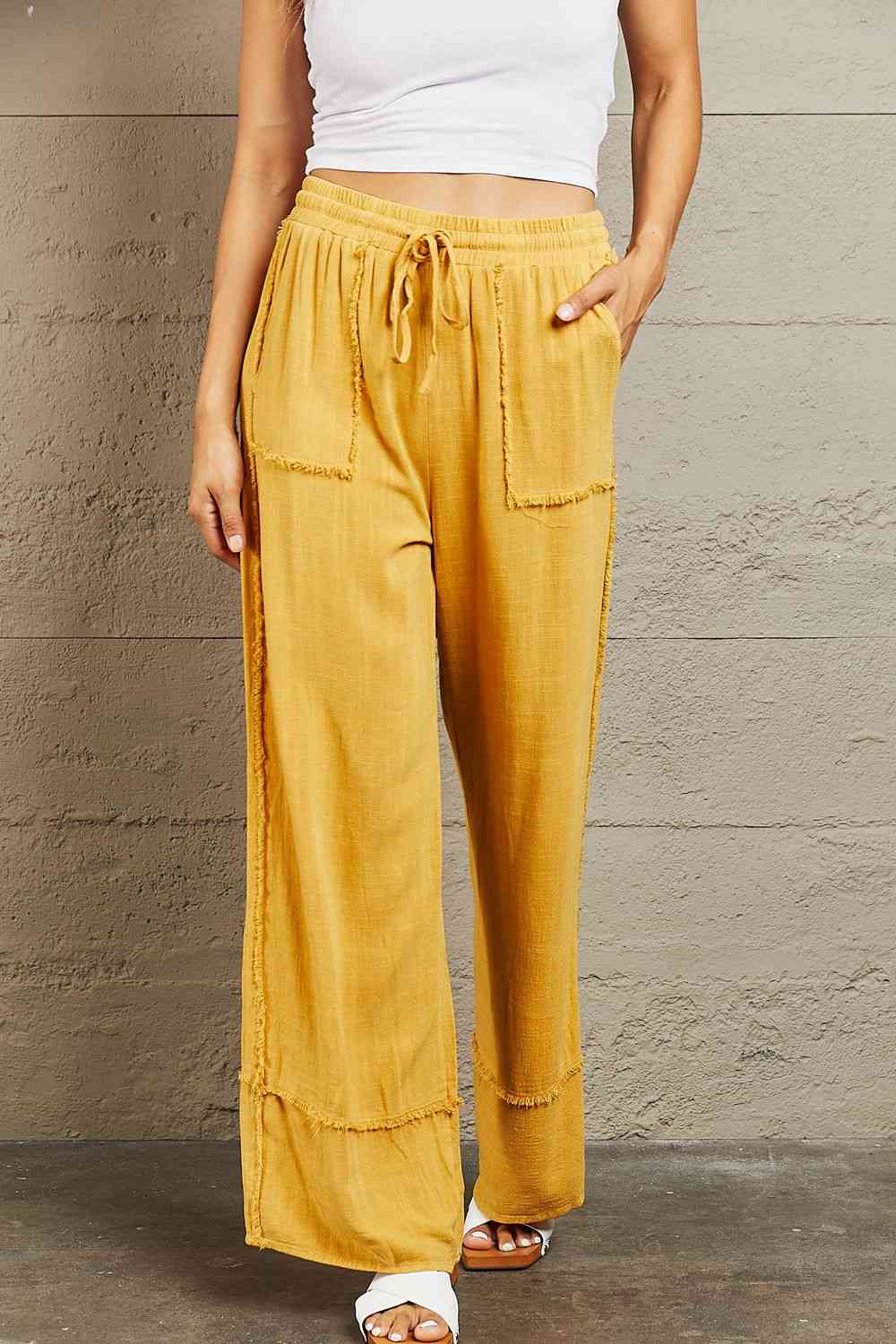 HEYSON Love Me Full Size Mineral Wash Wide Leg Pants - GemThreads Boutique