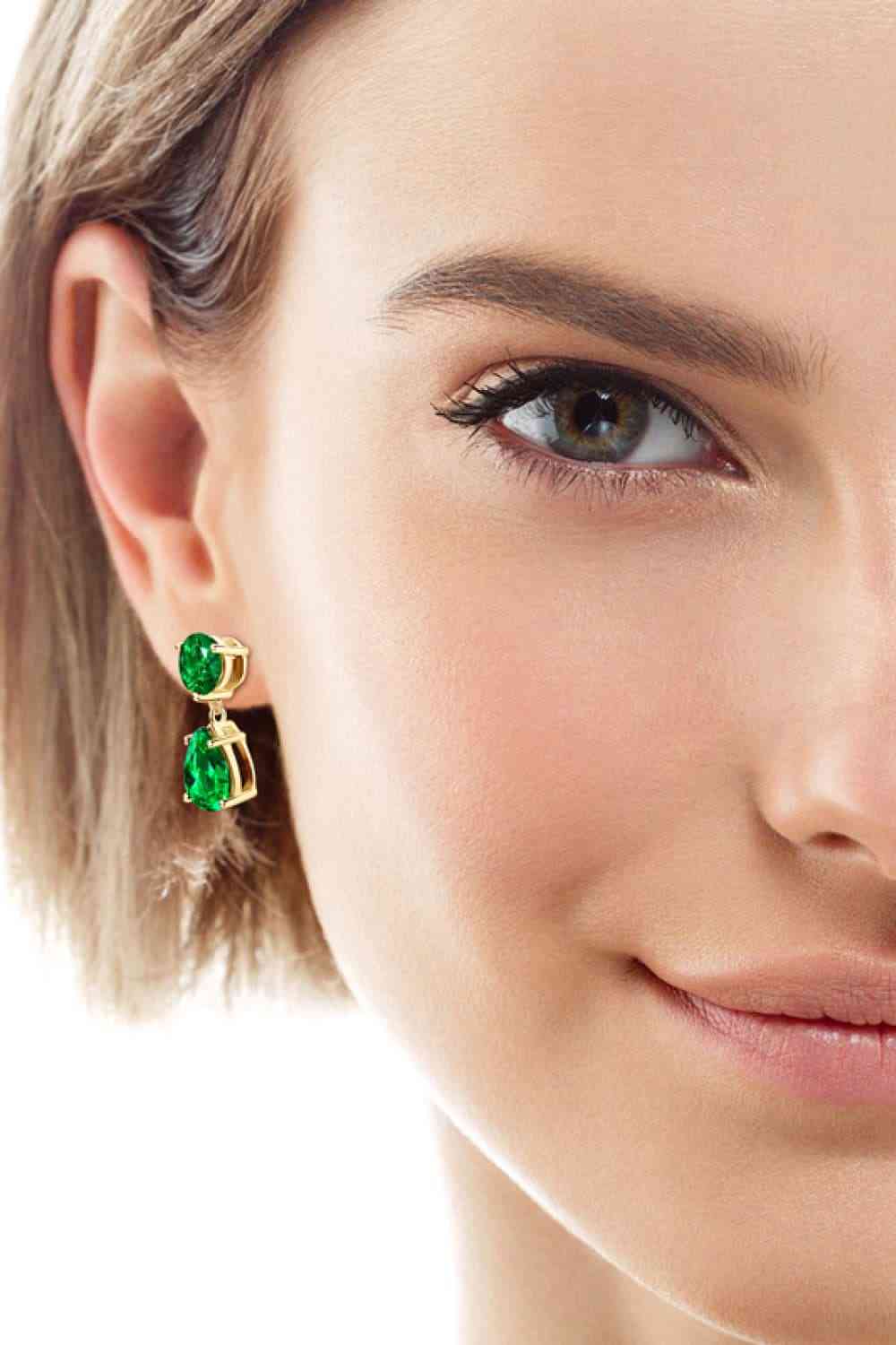 Lab-Grown Emerald Drop Earrings - GemThreads Boutique