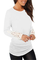 Lace Detail Long Sleeve Round Neck T-Shirt - GemThreads Boutique