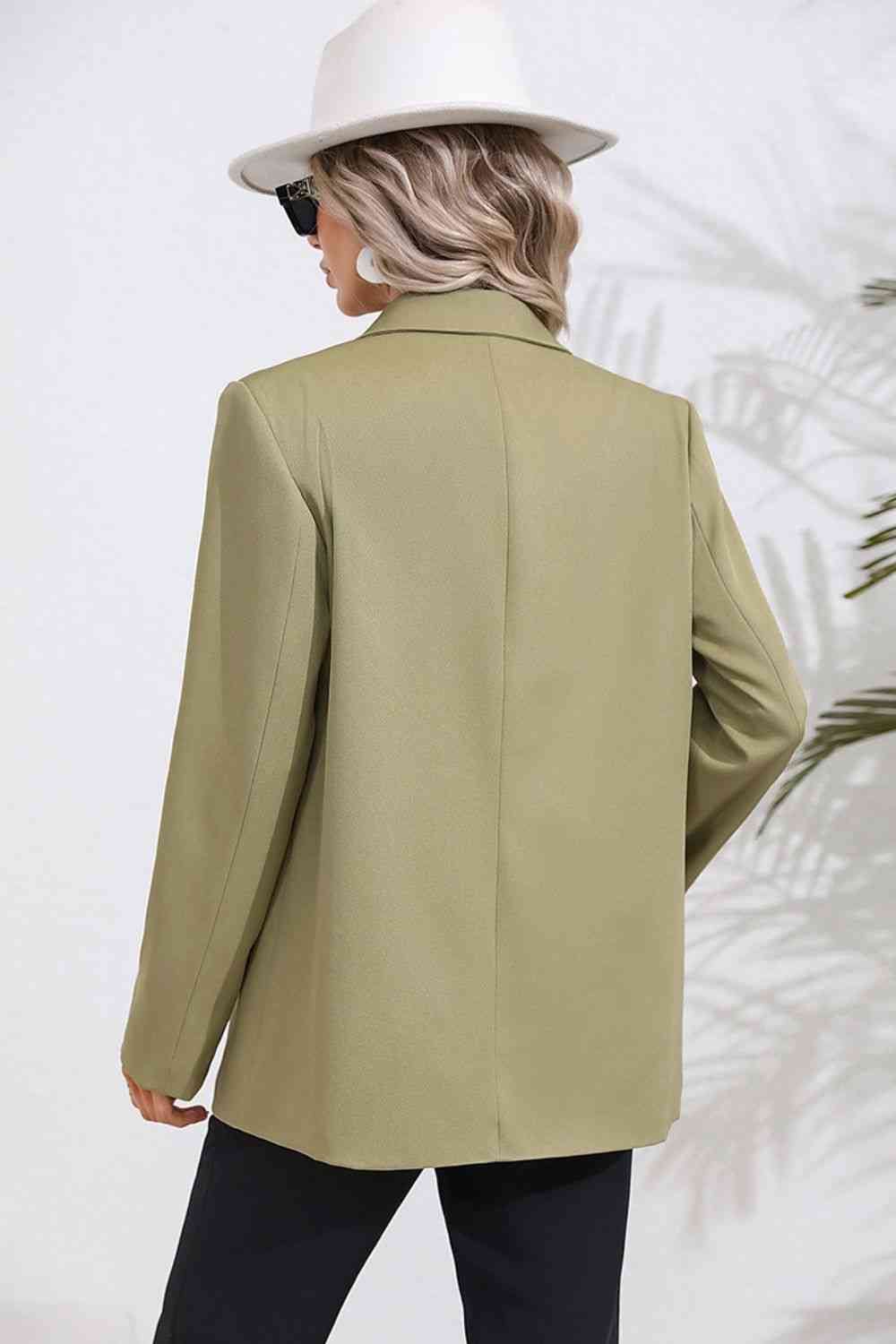 Lapel Collar Long Sleeve Blazer - GemThreads Boutique